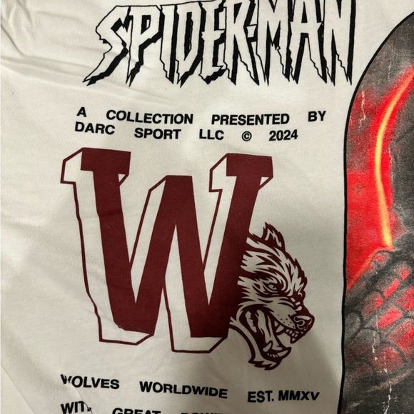 Darc Sport "With Great Power" Spiderman Premium Oversized T-Shirt in Cream - Picture 6 of 9